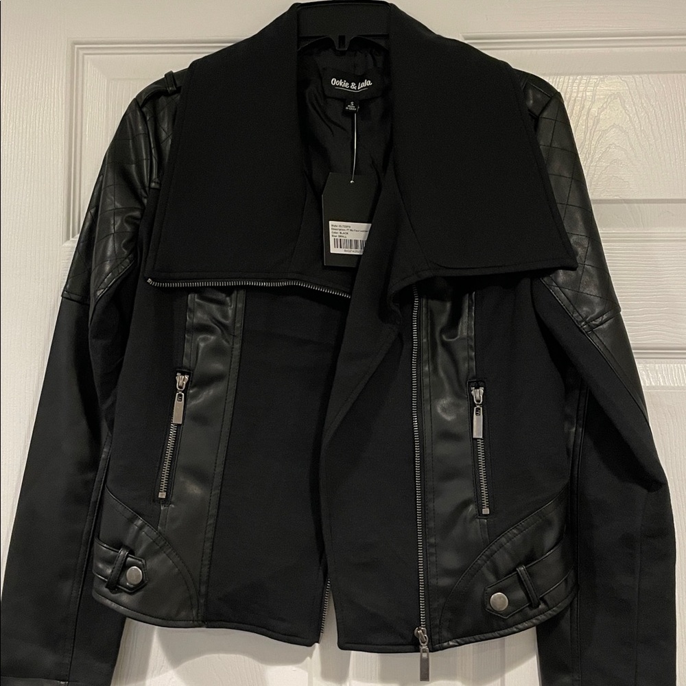 NWT Ookie & Lala Black Moto Jacket, Size S